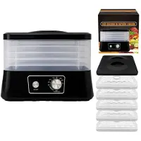 Extralink Pradžia | Grybų, vaisių, daržovių, maisto džiovyklė | 500 W + 5 sietai, 27,5 cm, juoda