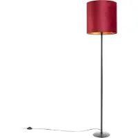 QAZQA Gulvlampe sort med rød fløjlsskærm med guld 40 cm - Simplo