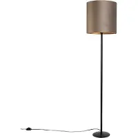 QAZQA Gulvlampe sort med taupe og guld fløjlsskærm 40 cm - Simplo