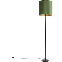 QAZQA Botanisk gulvlampe sort med grøn skærm 40 cm - Simplo