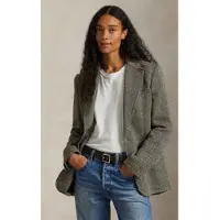 Ralph Lauren Polo Ralph Laurentil kvinder. 211891070002 Enkeltradet blazer i sildeben grågrøn (32), Casual, Linned, Klassisk