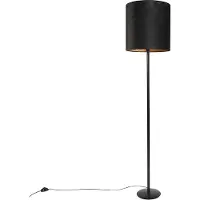 QAZQA Gulvlampe sort med sort fløjlsskærm med guld 40 cm - Simplo