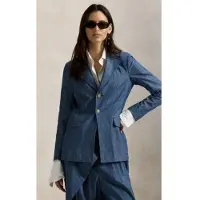 Ralph Lauren Polo Ralph Laurentil kvinder. 211A96197001 Enkeltradet chambray-blazer blå (42), Casual, Bomuld, Klassisk