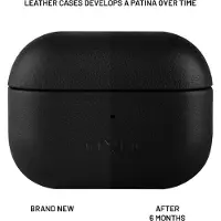 FIXED PodsLeather - Beskyttelsescover til trådløse ørespidsers opladningsetui - MagSafe-kompatibilitet - ægte læder - sort - for Apple AirPods Pro (2. generation)