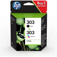 HP 303 - 2 pakker - pigmenteret sort, farve (cyan, magenta, gul) - original - blækpatron - for ENVY Photo 62XX, Photo 71XX, Photo 78XX ENVY Inspire 72XX, 79XX