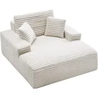 Vevor Chaiselongstol, 1380 mm Benfri Chaiselong Indendørs, Moderne Polstret Overdimensioneret Læsestol med Puder og Armlæn, Sofa Dyb Sæde til Stue, Soveværelse, Beige
