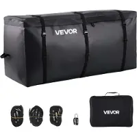 Vevor Anhængertræksbæretaske, vandtæt 840D PVC, 59,84 x 24,02 x 30,63 tommer (25 kubikfod), kraftig lasttaske til opbevaring af lastbillad med forstærkede stropper, egnet til bil, SUV, varevogn, anhæn
