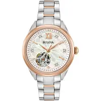 Bulova Dameur 98P170 Hvid/Rosaguldtonet stål Ø35 mm