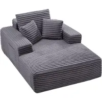 Vevor Chaiselongstol, 1380 mm Benfri Chaiselong Indendørs, Moderne Polstret Overdimensioneret Læsestol med Puder og Armlæn, Sovesofa Dybsæde til Stue, Soveværelse, Grå