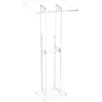 Vevor Podiumstander, 1265 mm akryl talerpult, bærbart laptopbord med bred læseflade og opbevaringshylde, bogstopper, gulvstående, til klasseværelse, bryllup, konference, foredrag og koncert