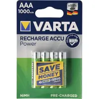 Varta Genopladelig Accu Power AAA 1000mAh 4 pk. 5703301404 Modsvarer: N/A