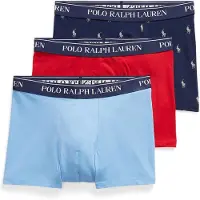 Ralph Lauren Polo Ralph Laurentil mænd. 714830299207 Sæt med 3 boksershorts i elastisk bomuld blå, rød, marineblå (XL), Afslappet, Flerfarvet