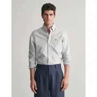 Gant Ganttil mænd. 3000232 Slim fit oxfordskjorte i blå fine striber (L), Casual, Bomuld, Lange ærmer