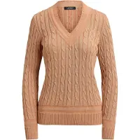 Ralph Lauren Lauren Ralph Laurentil kvinder. 200888795012 Cricket-pullover i coral eights-strik (S), Casual, Bomuld, Lange ærmer, Koralfarvet