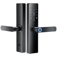 Mtp Products Intelligent elektronisk dørlås med fingeraftryk, adgangskode, IC-kort og styring via Tuya-appen - låsekrop på 16cm
