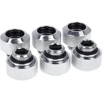 Alphacool Eiszapfen HardTube 16mm - Flydende kølesystem kompressionsarmatur - krom (pakke med 6)