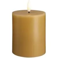 Moods & More LED bloklys i honey mustard - Ø 7,4 cm x H 10 cm
