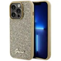 GUESS Disco Metal Script cover til iPhone 14 Pro - guld