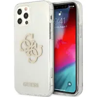 GUESS GUHCP12LPCUGL4GTR iPhone 12 Pro Max 6,7" gennemsigtigt hårdt etui Glitter 4G Big Logo
