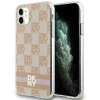 DKNY IML Checkered Mono Pattern & Printed Stripes MagSafe-etui til iPhone 11 / Xr - pink
