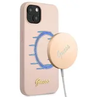 GUESS GUHMP13MLSLMGLP iPhone 13 6,1" lyserød/lyserød hardcase Silikone Script Gold Logo Magsafe