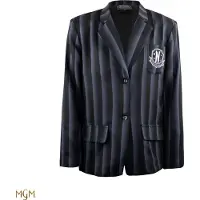 Cinereplicas Onsdag Nevermore Academy Sort Stribet Blazer Jakke Dragt