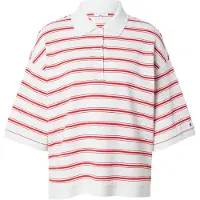 Tommy Hilfiger Shirts 'Oversized Fit Stripe' rød / hvid