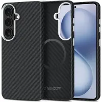 Tech-Protect Samsung Galaxy S26 Ion Carbon Plast Cover - MagSafe-kompatibel - Sort / sølv
