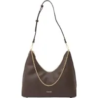 Calvin Klein Skuldertaske 'Chain Strap Pebble Grain Hobo' choko