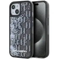 Karl Lagerfeld Liquide Glitter Monogram Gradient iPhone 15 taske - Sort