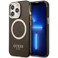GUESS Gold Outline Translucent MagSafe-etui til iPhone 13 Pro / iPhone 13 - Sort