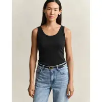 Gant Ganttil kvinder. 4201409 Ribbet tanktop sort (L), Casual, Bomuld, Uden ærmer/stropper