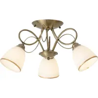QAZQA Klassisk loftslampe bronze med opalglas 3-lys - Katarina