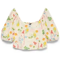 Vero Moda Bluse 'VMElena' lysebeige / lyseblå / citron / grøn