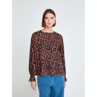 Lola Casademunt Bluse rustbrun / brokade / violetblå / sort