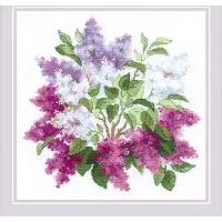 Riolis optalte korsstingss?t 15,75"X15,75"-Lilac Blossoms (10 Count) -R2030