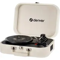 Denver VPL-130 pladespiller / LP-afspiller i kuffert / vinylafspiller med højttalere og USB-digitalisering