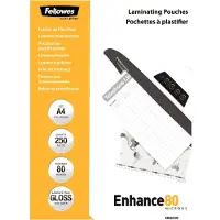 Fellowes Laminating Pouches - 80 micron - 250-pakke - blank - 216 x 303 mm laminerings poser