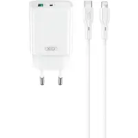 XO CE30 hurtigoplader 30W – USB-C PD / USB-vægoplader med Lightning-kabel