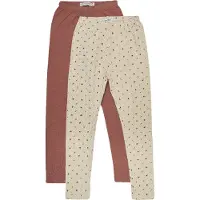 Minymo Leggings - 2-pak - Sheer Bliss/Brun - - 12 år (152) - Leggings