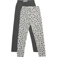 Minymo Leggings - 2-pak - Gråmeleret/Leopard - - 4 år (104) - Leggings