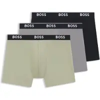 BOSS BOSStil mænd. 50554694 Sæt med 3 Power boksershorts grøn, grå, sort (M), Afslappet, Flerfarvet, Bomuld