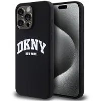 DKNY Liquid Silicone White Printed Logo MagSafe-etui til iPhone 12/12 Pro - Sort