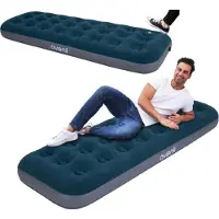 Avenli oppustelig komfortmadras med flokket overflade, 1 person, indbygget benpumpe 191x73x22 cm (24130)