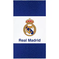 Licens Real Madrid håndklæde - 100% bomuld - Badehåndklæde 70x140 cm - Blå og hvid
