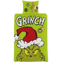 Licens Grinch sengetøj - 100% bomuld - Børnesengetøj 140x200 cm - Julesengetøj