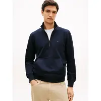 Tommy Hilfiger Sweatshirt 'Flag Embroidery Quarter-zip' navy