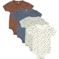 Pippi Baby Bodyer k/æ - 4-pak - Blue Mirage - - 68 - Body K/Æ