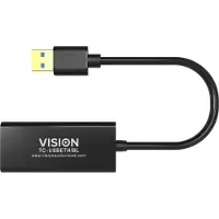 Vision TC-USBETH/BL - Netværksadapter - USB 2.0 - Gigabit Ethernet x 1 - sort