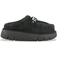 Mou Moutil kvinder. MU.FW531001A Bounce træsko læder træsko metal logo sort (40), 3-5 cm, Ingen, Casual